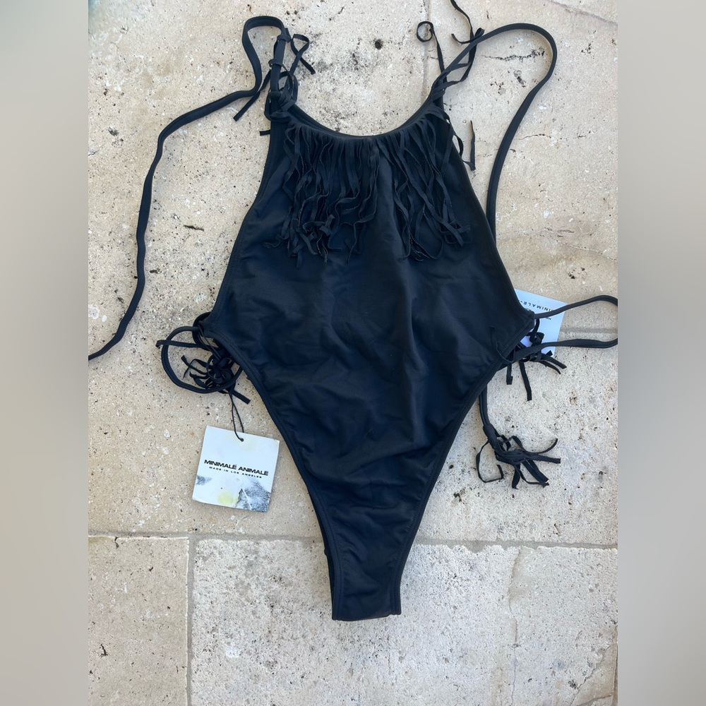 Minimale Animale original Oasis one piece XS black fringe swimsuit